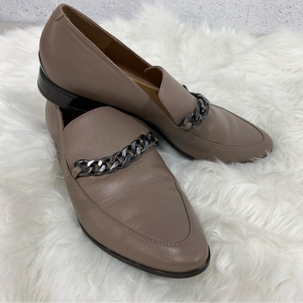 Calvin Klein Taupe Loafers with Chain Detail